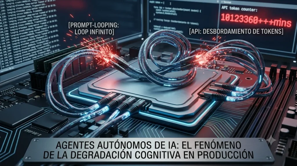 Degradación cognitiva por prompt-looping en agentes autónomos de IA y consumo de tokens de API.