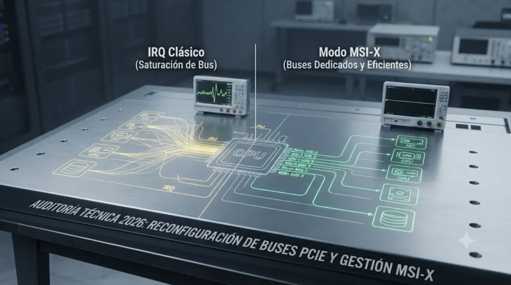 Optimización avanzada de Windows mediante la gestión de interrupciones de hardware basadas en mensajes lógicos PCIe.